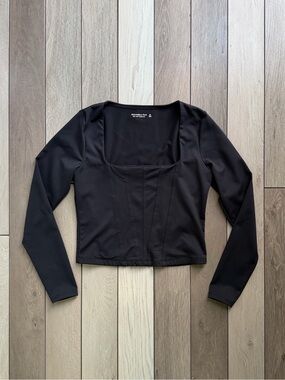 Abercrombie & Fitch black long sleeve corset top